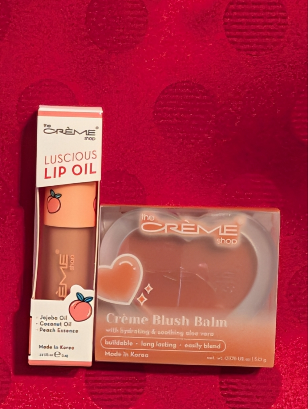 Peach Cobbler Luscious Lip Oil & Crème Blush Balm Teddy Bear By The Crème Shop